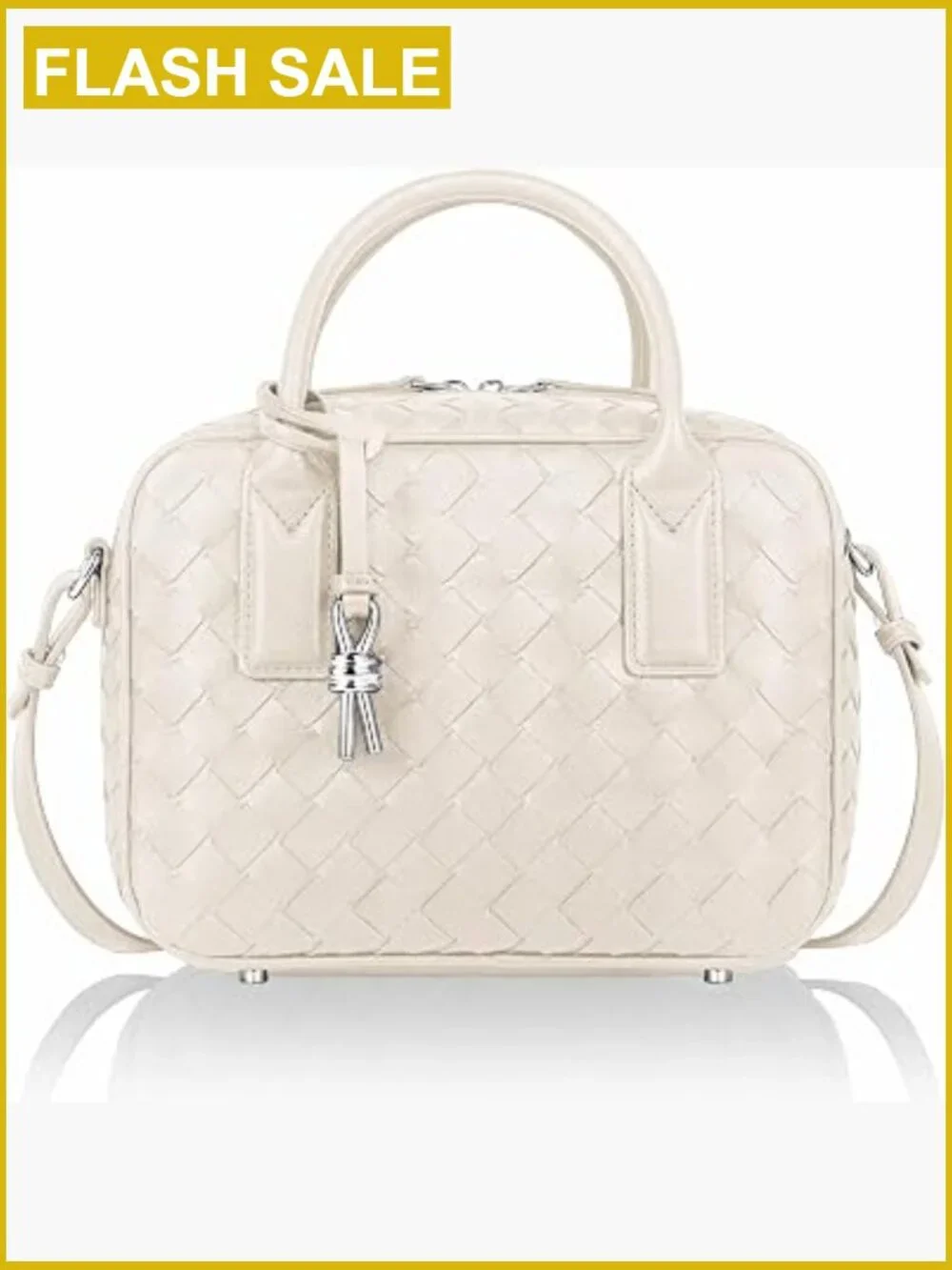 Handmade Woven Top Handle Bag with Crossbody Strap Satchel